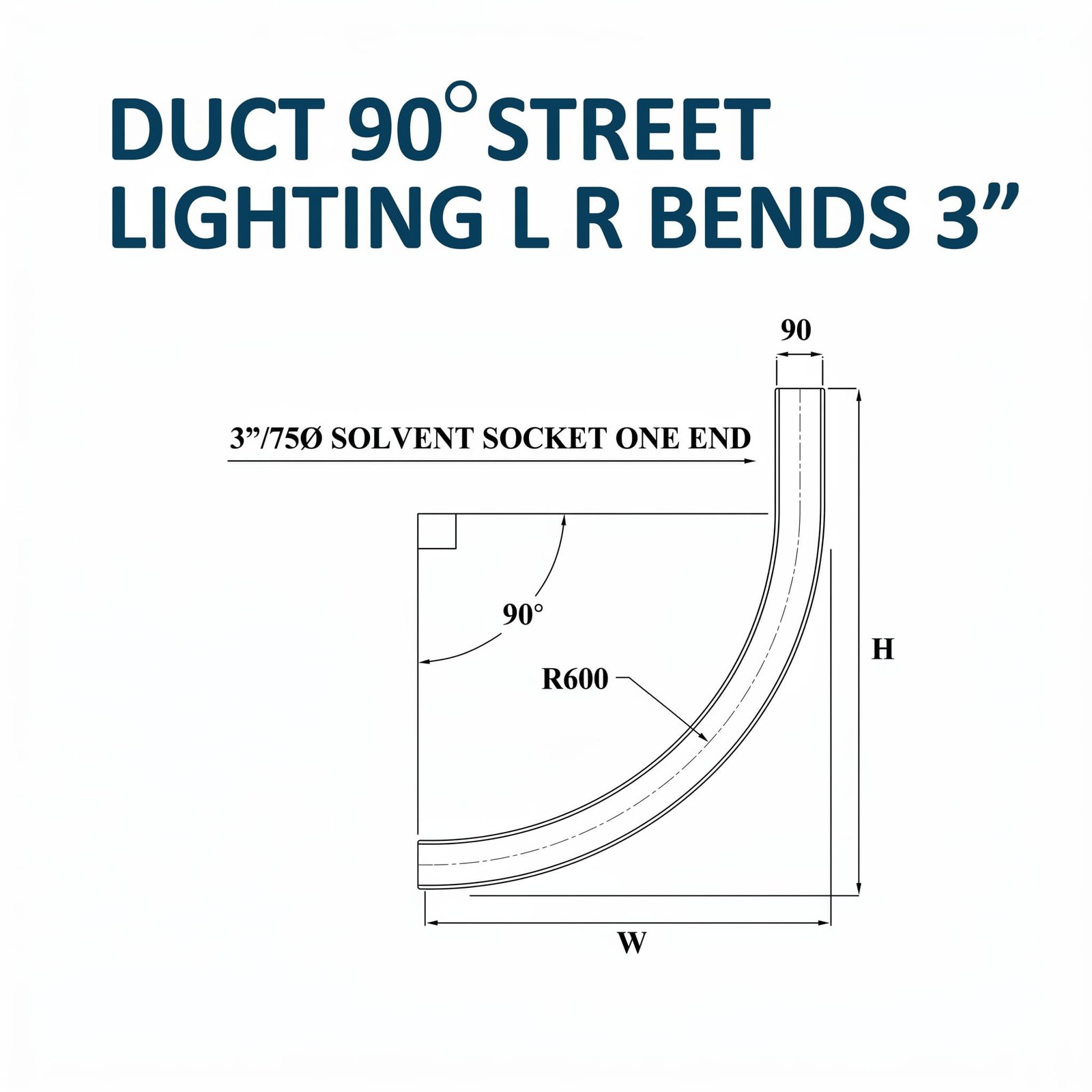 DUCT 90° STREET LIGHTING L R BENDS 3"